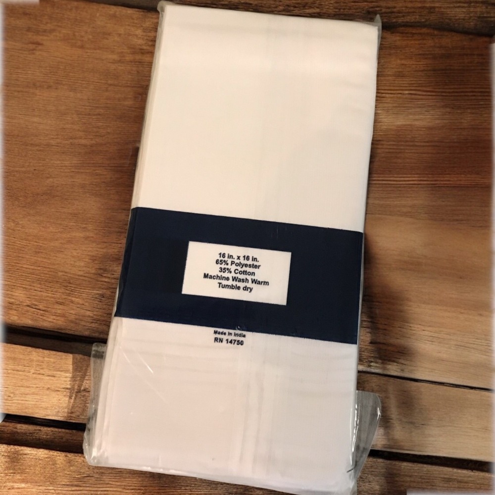 Stafford Package of 13 White 16" x16" Permanent Press Handkerchiefs NIP - Picture 2 of 2